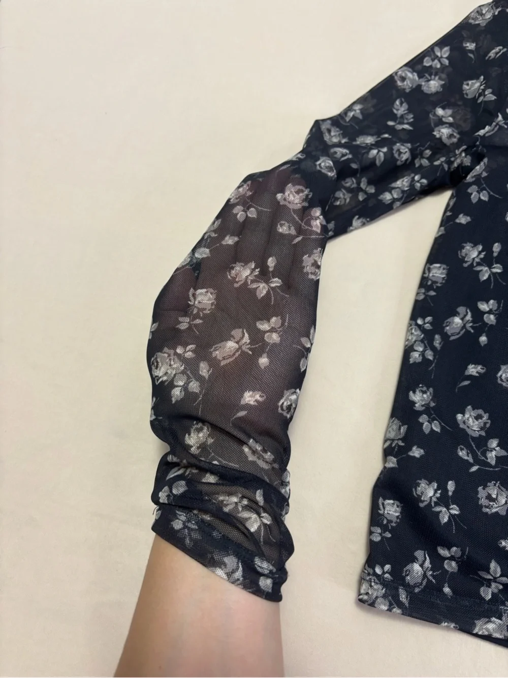 GAP Kids Black Sheer Floral Long-Sleeve Top w/ Attached Tank Girls Size XL 12
